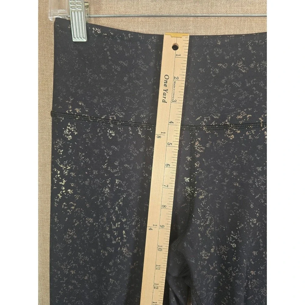 Zyia Active Womens Metallic Copper Foil Splatter High Waisted Leggings Black 6/8